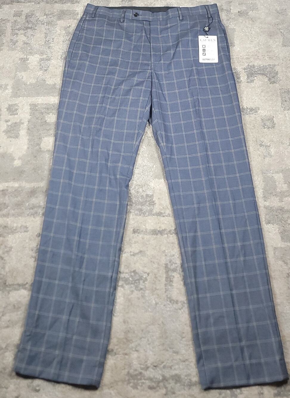 NWT Lauren Ralph Lauren Black Label Men's Neville Grid Dress Pants Sz 36x32